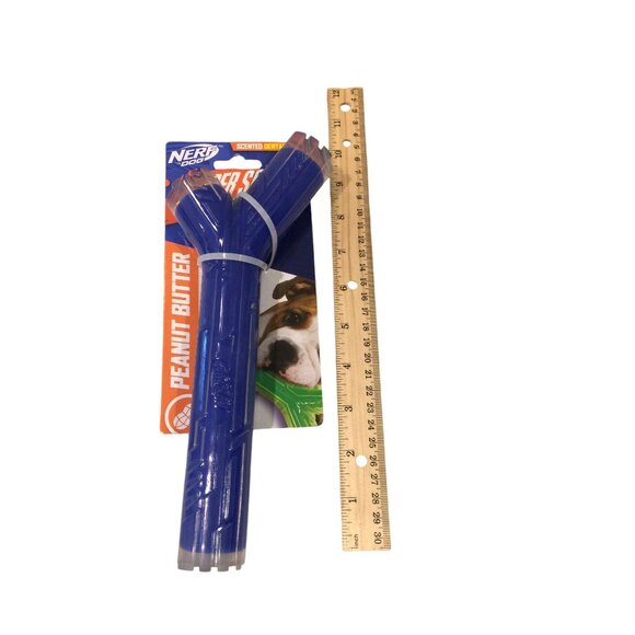 Nerf Dog Super Soaker Scented Dental Chew Peanut Butter 9 1/2" Dog Toy - Picture 2 of 3